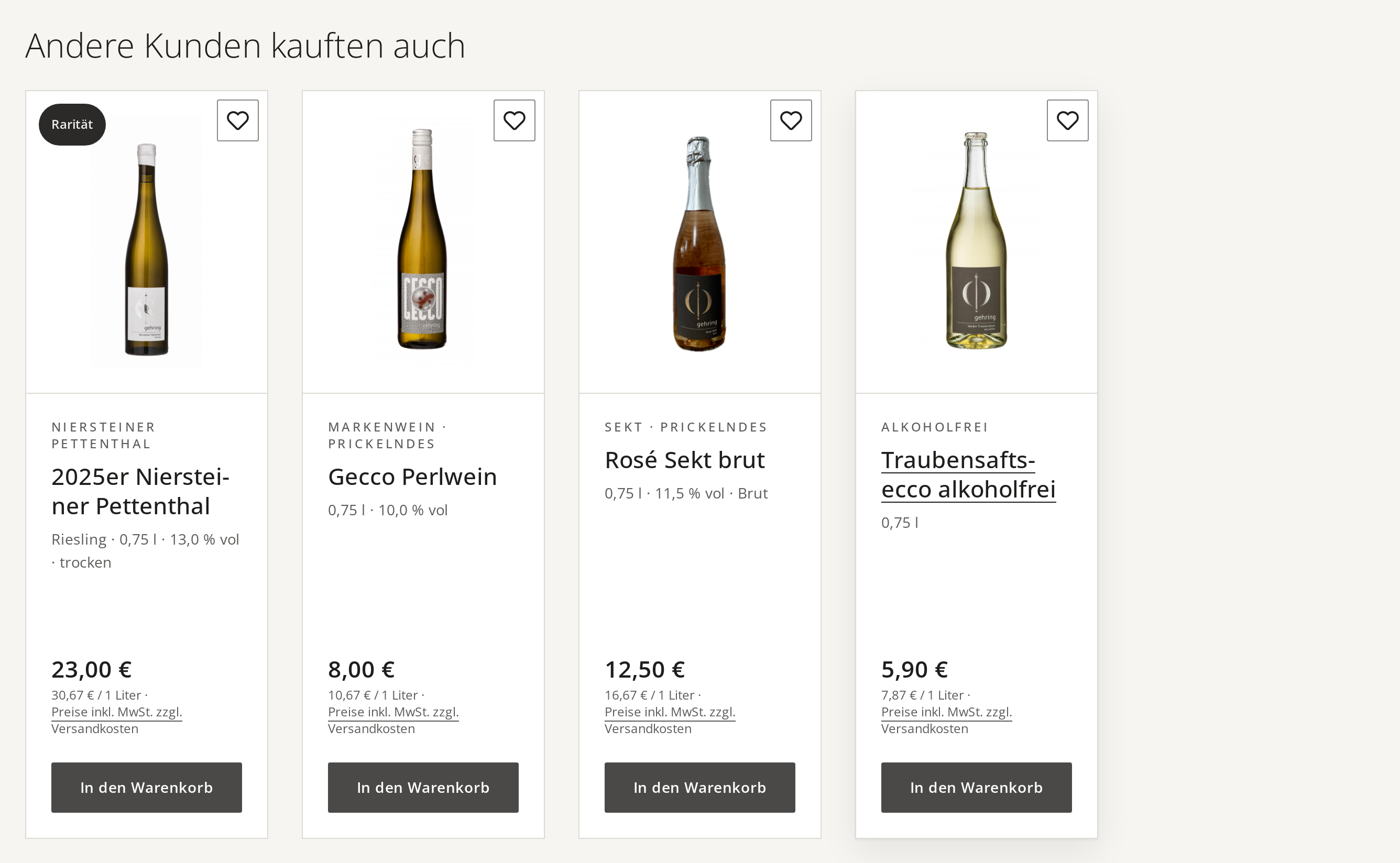 Produktempfehlungen „Andere Kunden kauften auch“ auf der Produktseite